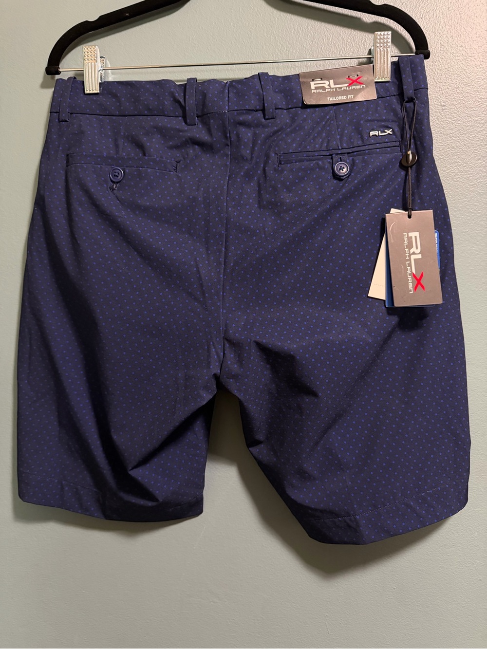 RLX Ralph Lauren Performance Golf Shorts Mens 30 Navy Dots 9in Tailored Fit NEW
